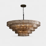 Cargar imagen en el visor de la Galería, French vintage ripple glass chandelier with smoked glass