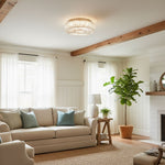 Load image into Gallery viewer, Glomar Glass Round Flush Ceiling Light - Modern Metal Glass Finish Living Areas