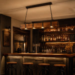 Bild in Gallery-Viewer laden, Rustic Wood Bar Pendant Light with Spotlights