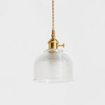 Cargar imagen en el visor de la Galería, Style C textured glass shade with antique brass E27 socket, front view
