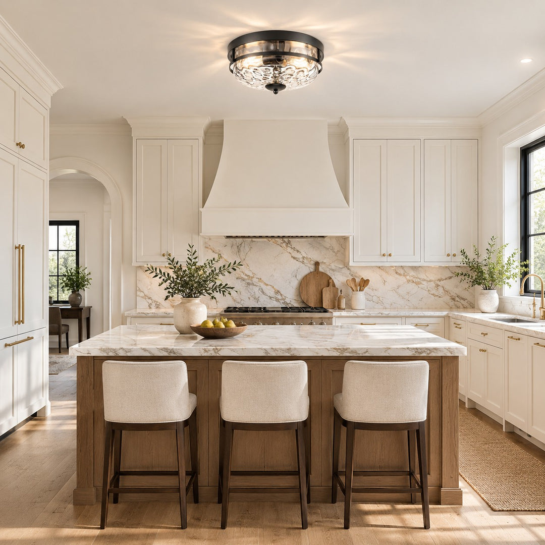 Modern Hammered Glass Flush Mount Ceiling Light