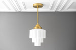 Charger l&#39;image dans la visionneuse de galerie, Geotower Glass Art Deco Pendant Light – Modern Industrial Ceiling Fixture for Living Room &amp; Bedroom
