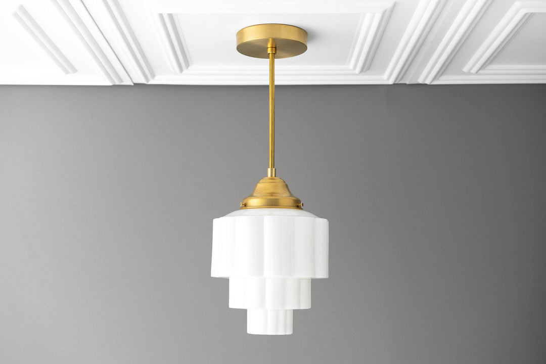 Geotower Glass Art Deco Pendant Light – Modern Industrial Ceiling Fixture for Living Room & Bedroom