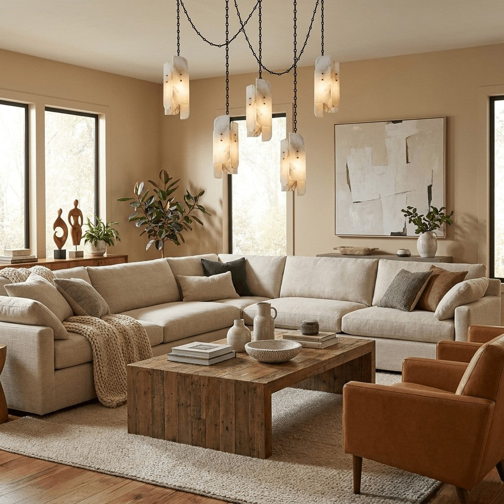 Frosted Cylinder Shade Chain Hardwired Chandelier