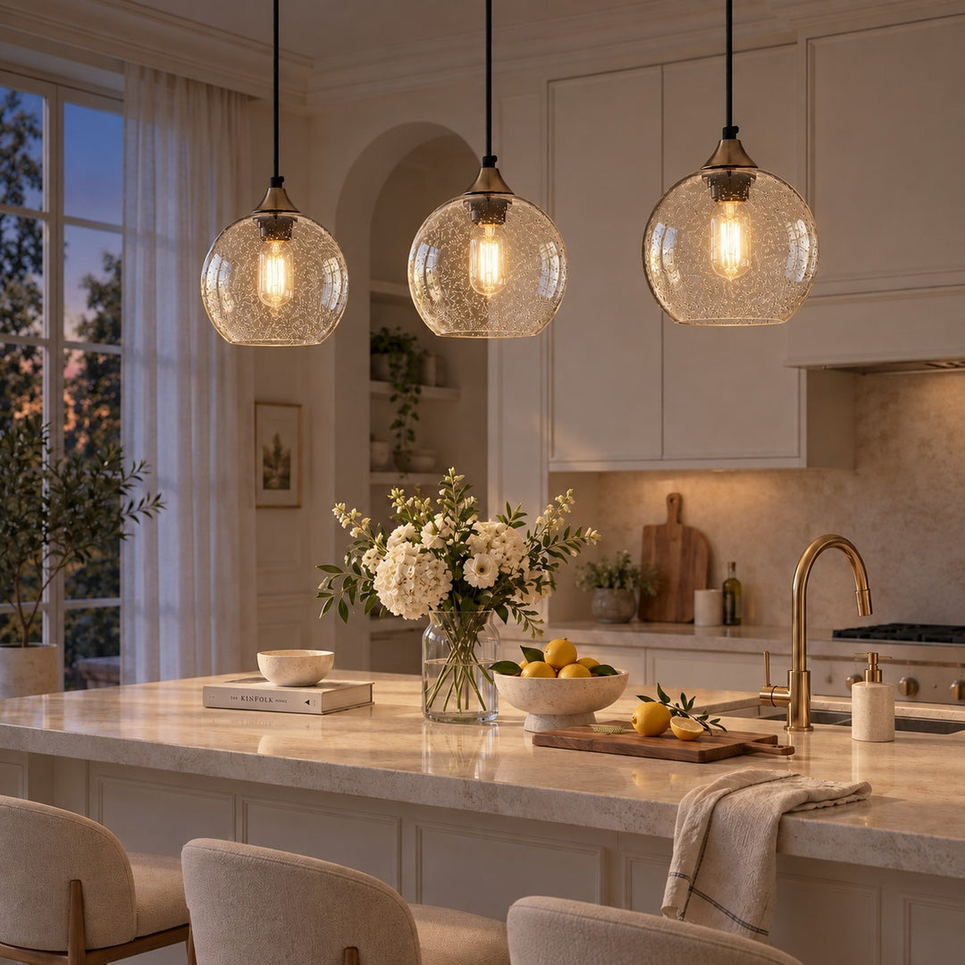 Bubble Glass Globe 3 - Light Single Pendant Light With Adjustable Cord