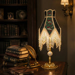 Bild in Gallery-Viewer laden, French vintage beaded fringe table lamp