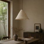 Bild in Gallery-Viewer laden, Handgefertigte Wabi-Sabi-Pendelleuchte aus Stoff