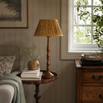 Load image into Gallery viewer, Floral pleated shade table lamp in a vintage living room