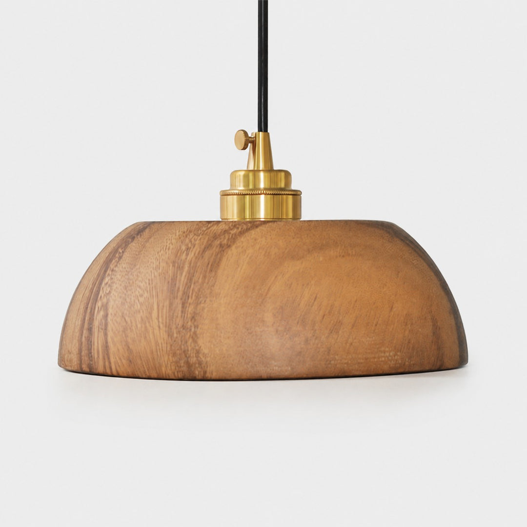 Handcrafted Walnut Wood Dome Pendant Light
