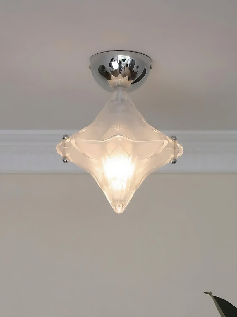 Plafonnier Art Déco Étoile – Luminaire en verre dépoli pour couloir et entrée – Astris Ceres 
