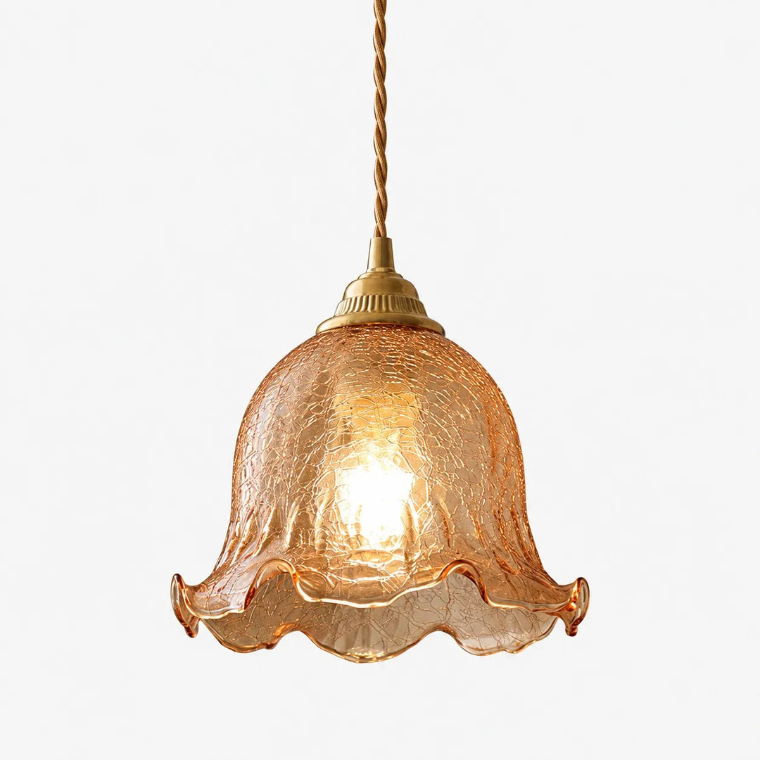 Crackle Glass Brass Pendant Light