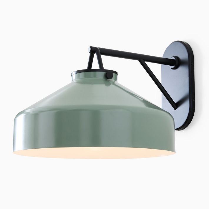 Aplique de pared minimalista para exterior Hanton: aplique industrial de metal mate para espacios modernos