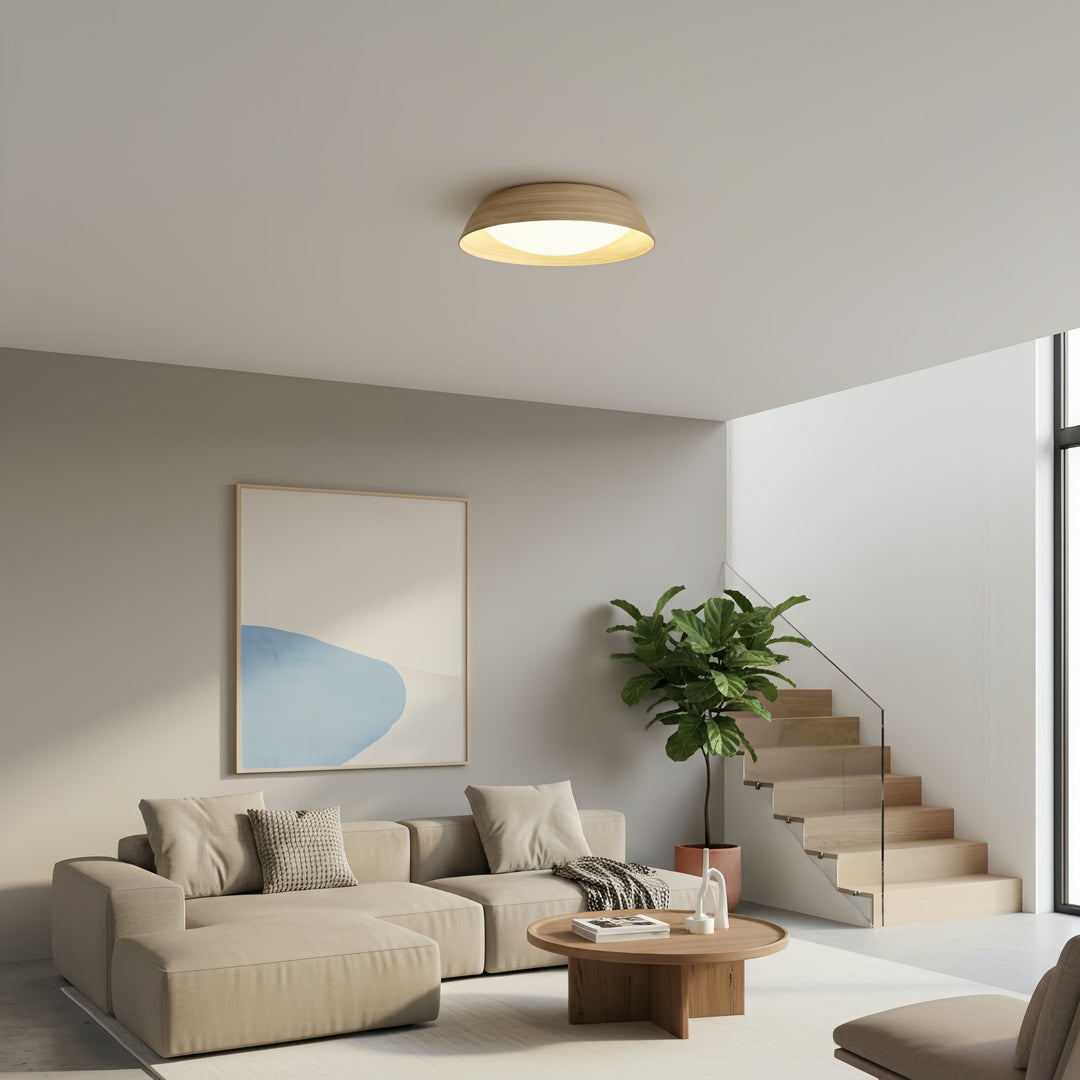 Lampe de plafond Bambori style Japandi en bambou texturé - Lumière d'accent naturelle pour salon