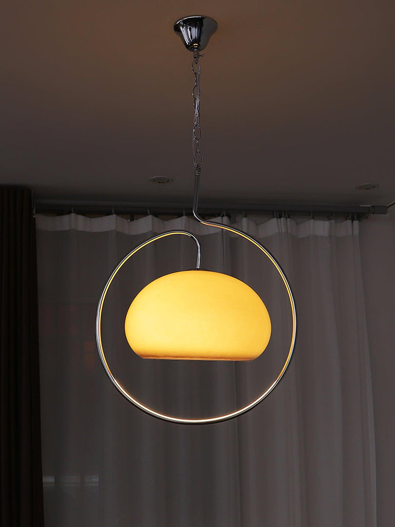 Rounded Glass Chrome Swag Pendant Light