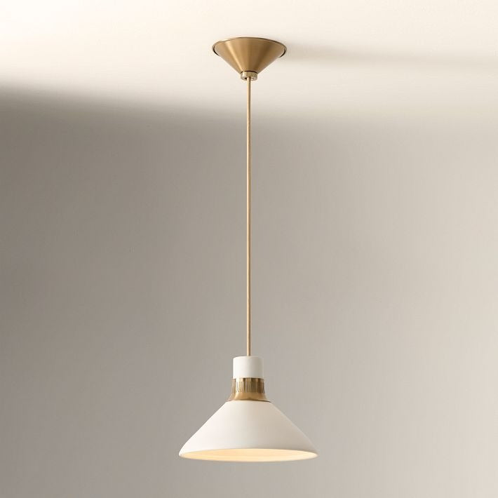 Suspension en porcelaine Calvor - Abat-jour conique en céramique pour cuisine
