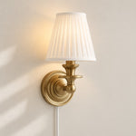 Bild in Gallery-Viewer laden, Rowan No-Wire Pleated Drum Shade Wall Sconce – Plug-In Fabric Wall Light