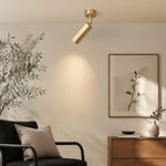 Load image into Gallery viewer, Brass ceiling spotlight in a living room installation scene