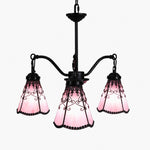 Cargar imagen en el visor de la Galería, Pink Tiffany-style three light chandelier