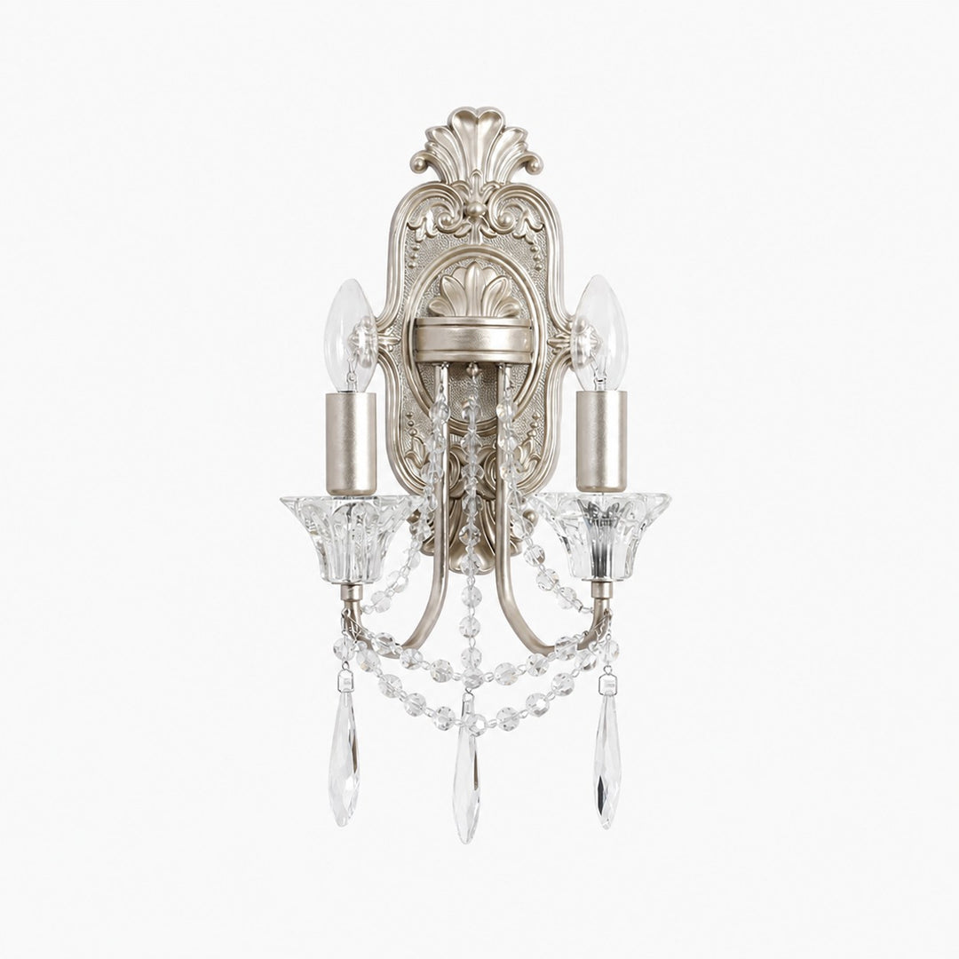 Double Crystal Candle Wall Sconce