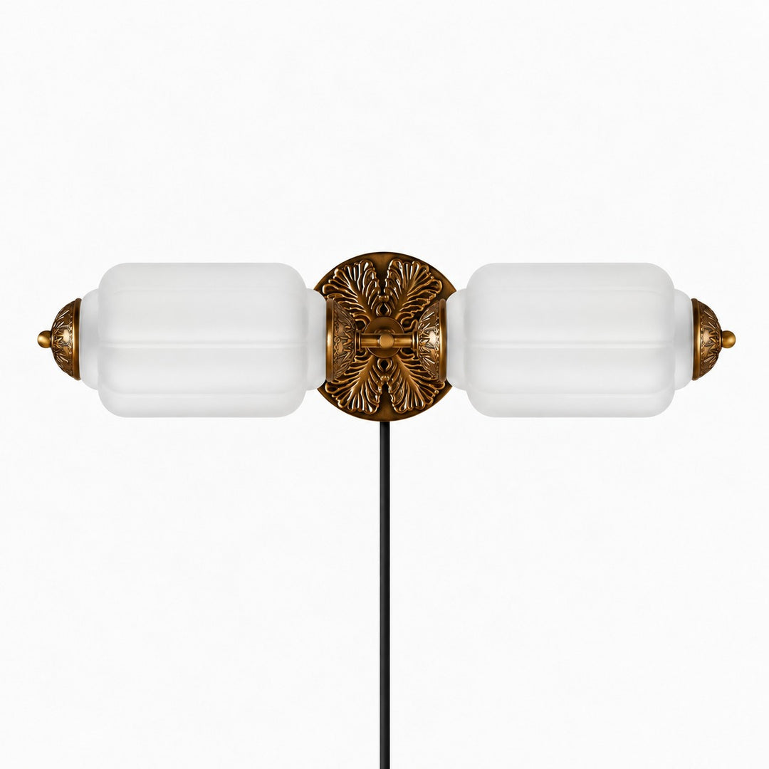 Eloise fluted milk-glass plug-in wall sconce