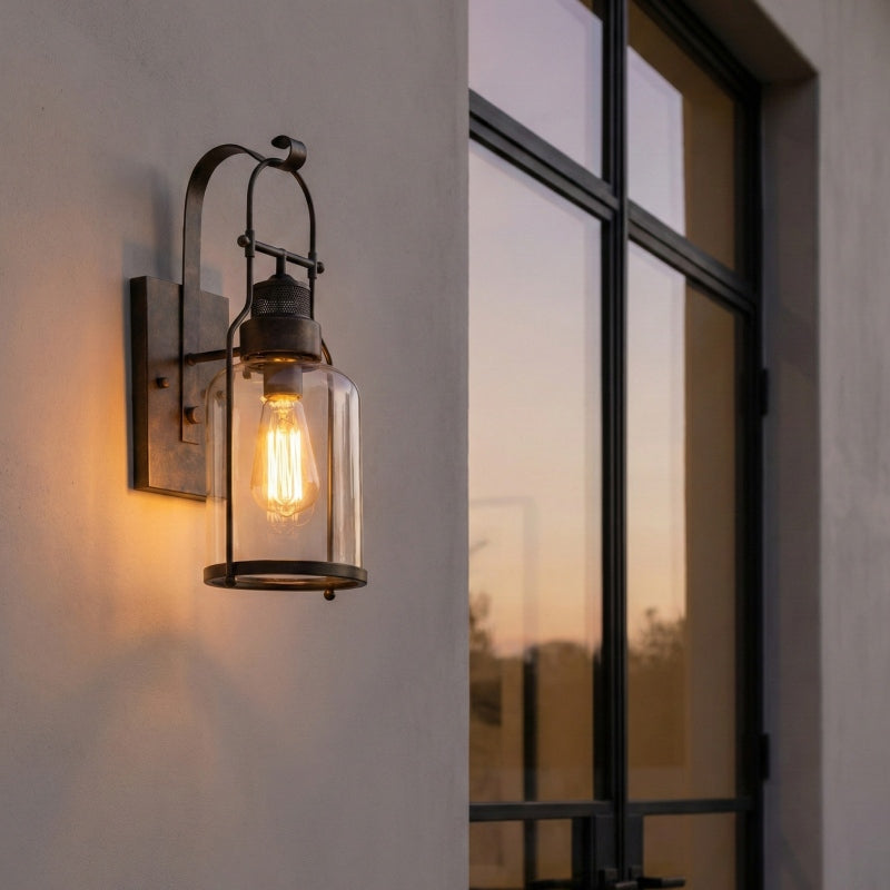 Aplique de Pared Industrial Cilíndrico Ivoran - Diseño de Pantalla de Vidrio, Iluminación Moderna de Pared U12