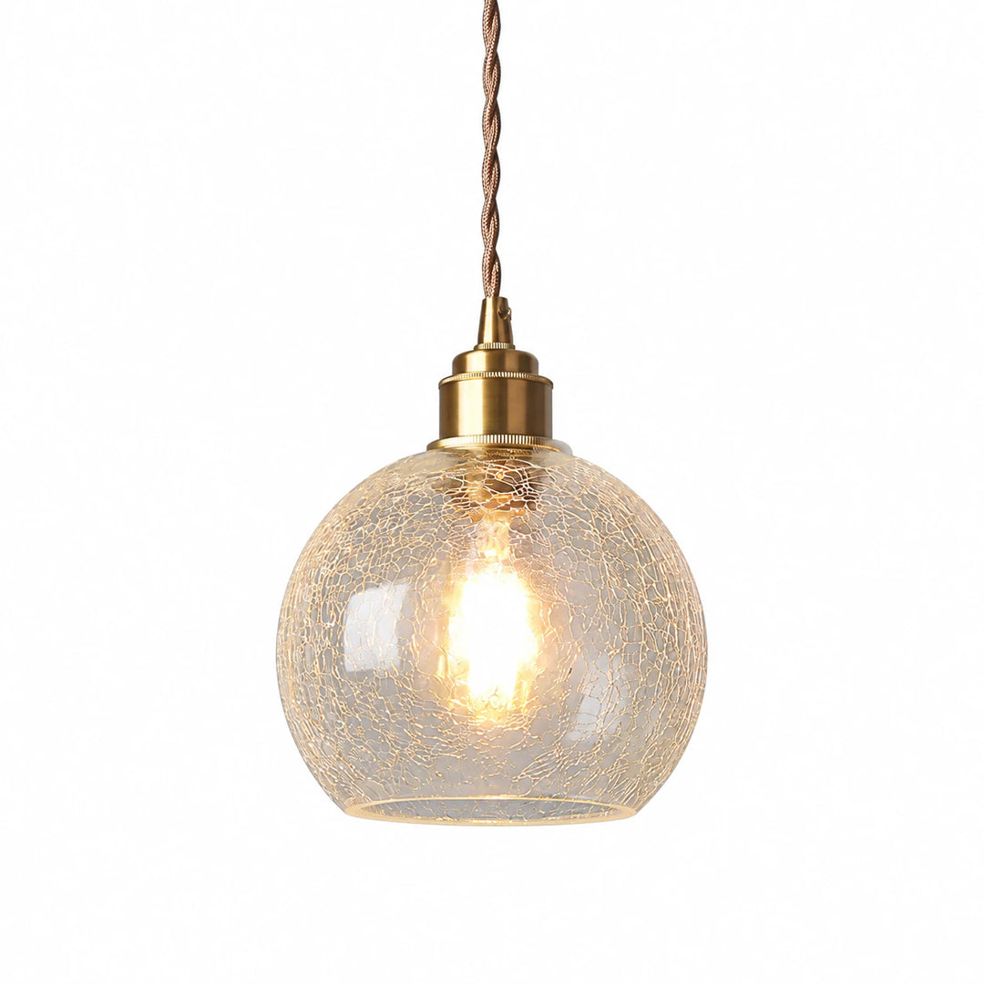 Crackled Glass Globe Pendant Light