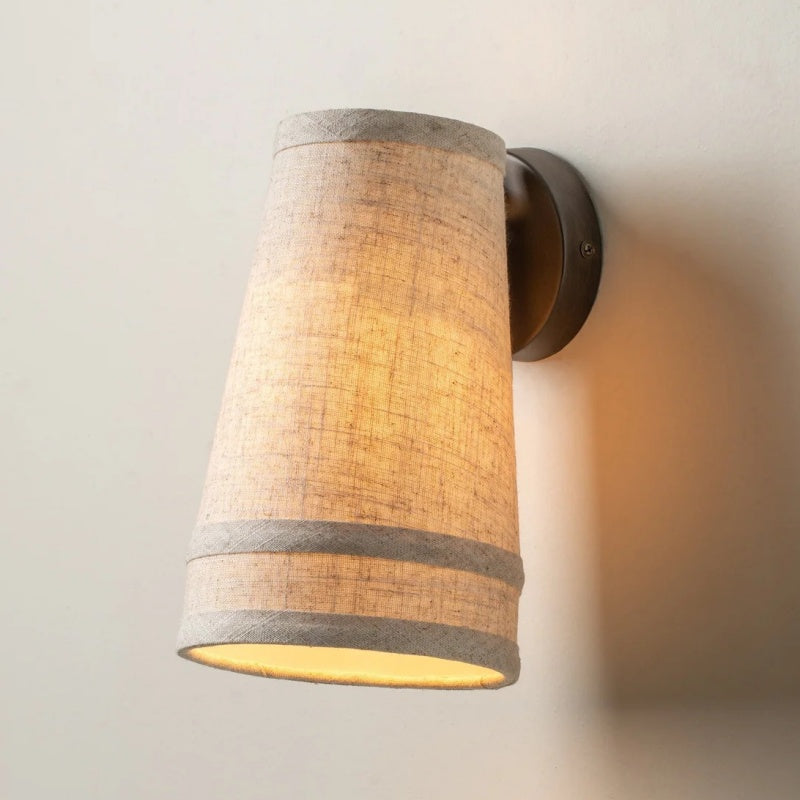 Zalen Weiche Retro-Leinen-Wandlampe aus bronzenem Metall für Wohnzimmer- und Flur-Akzentbeleuchtung