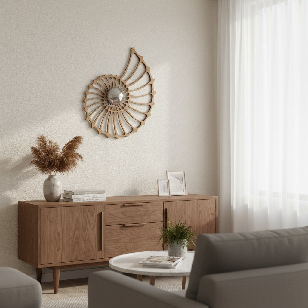 Lámpara de pared moderna con silueta de concha de nautilus Spiralyn - Iluminación para sala de estar