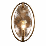 Load image into Gallery viewer, Antique brass textured glass wall sconce on a white background