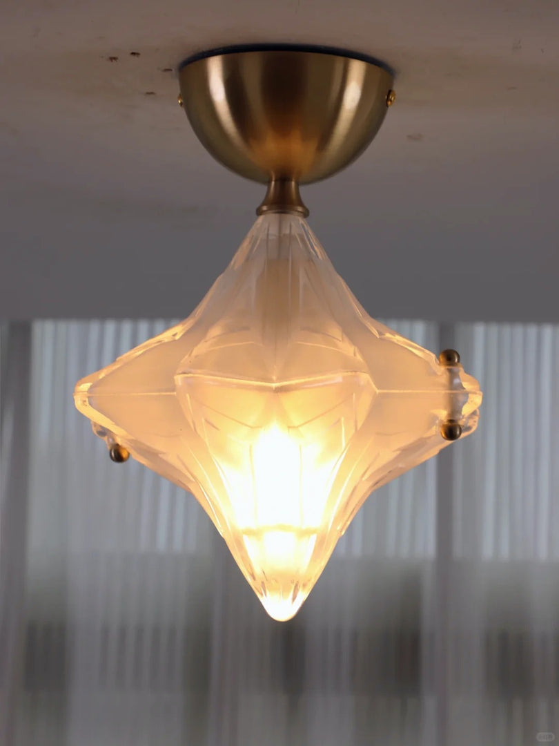 Plafonnier Art Déco Étoile – Luminaire en verre dépoli pour couloir et entrée – Astris Ceres 