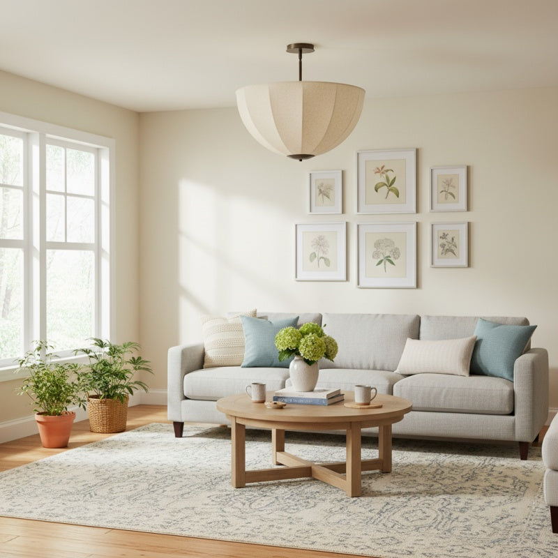 Lumarys Sculptural Fabric-Wrapped Pendant Light Organic Botanical Style for Living Room