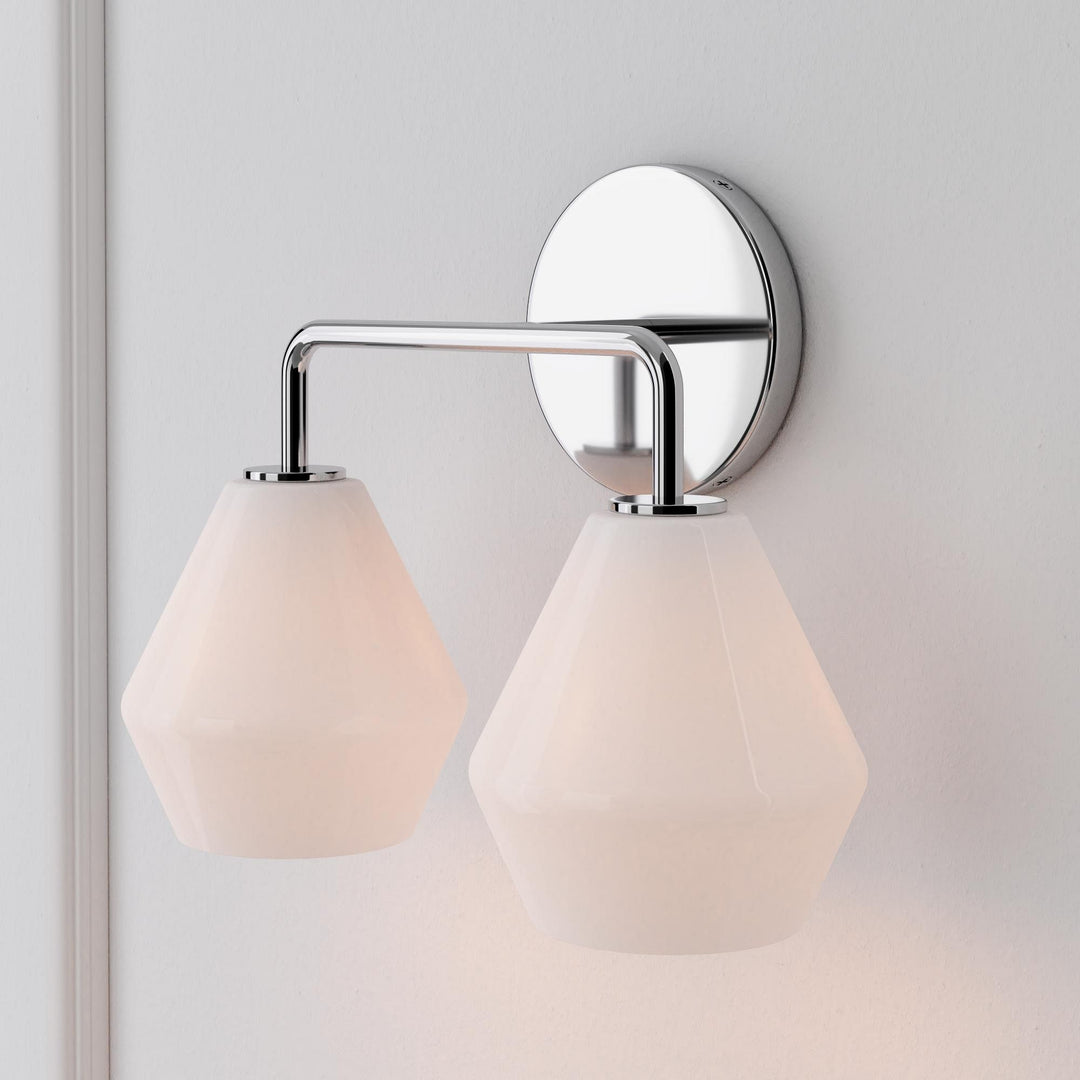 Aplique de tocador de vidrio Merin: iluminación con pantallas de vidrio dobles y triples