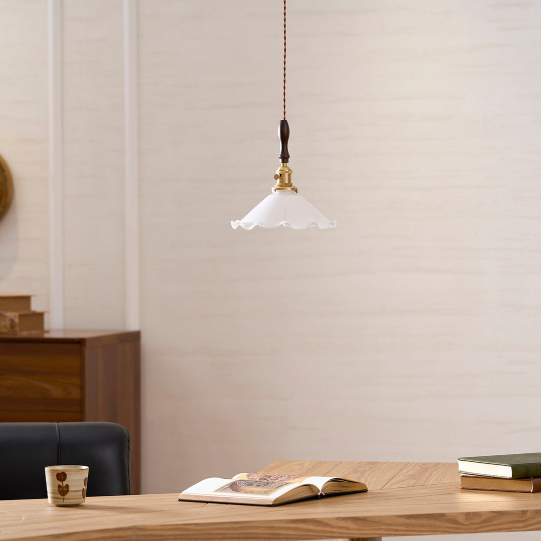 White Sculptural Glass Plug-In Pendant
