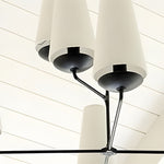 Charger l'image dans la visionneuse de galerie, Lustre vertical à plusieurs têtes en étages Rowan - Métal moderne et tissu pour salons et halls d'entrée