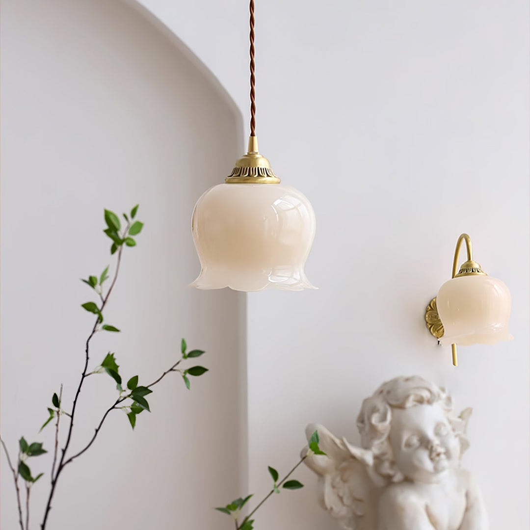 Brass Resin Petal Plug-In Pendant