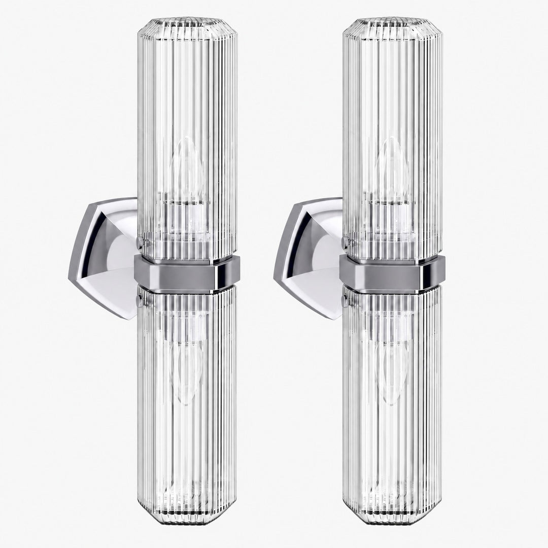 Ridged Shade Armed Cup Metal Plate Wall Light