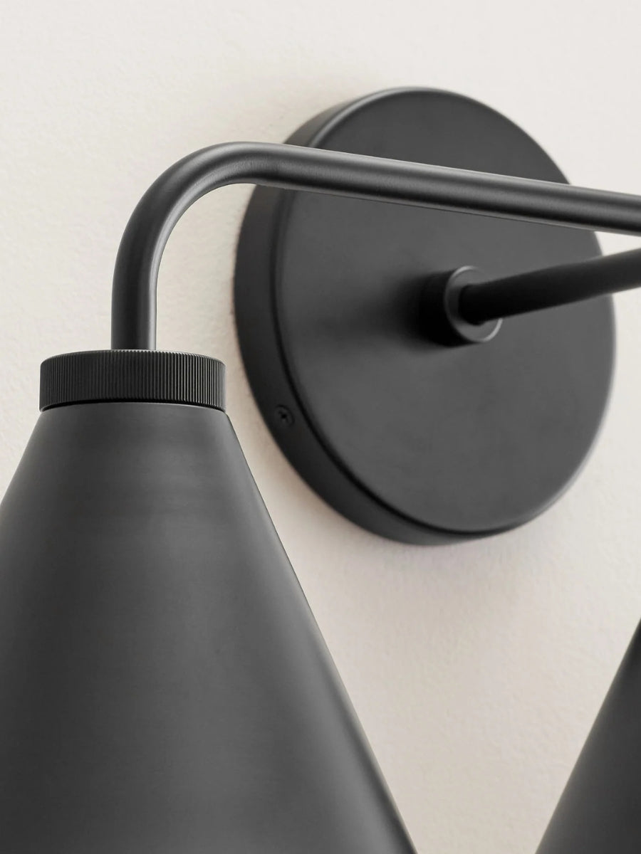 Korvi Tapered Sconce Cone Wall Light – Black or Brass Conical Retro Design