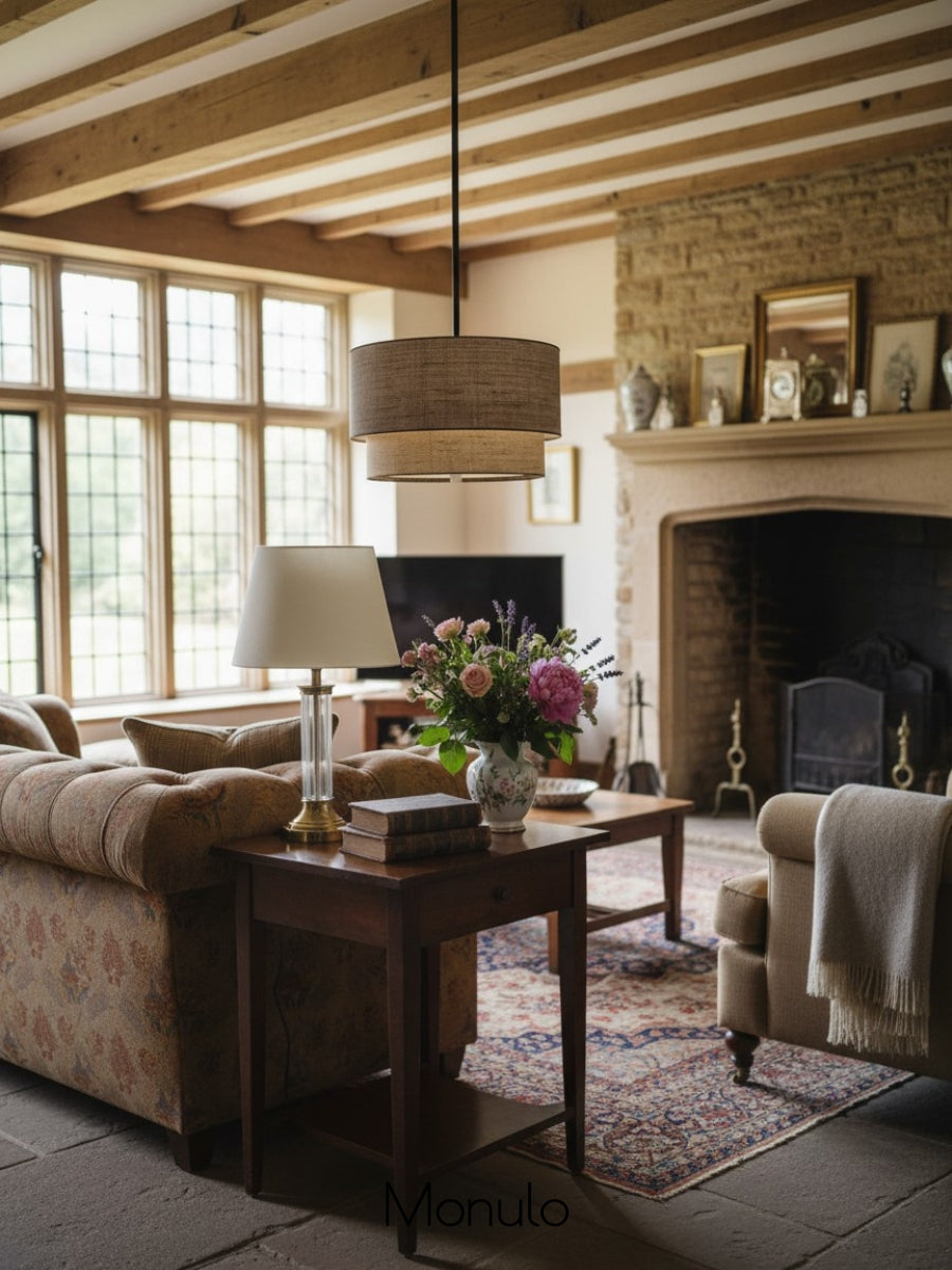 Double Fabric Drum Pendant Lamp