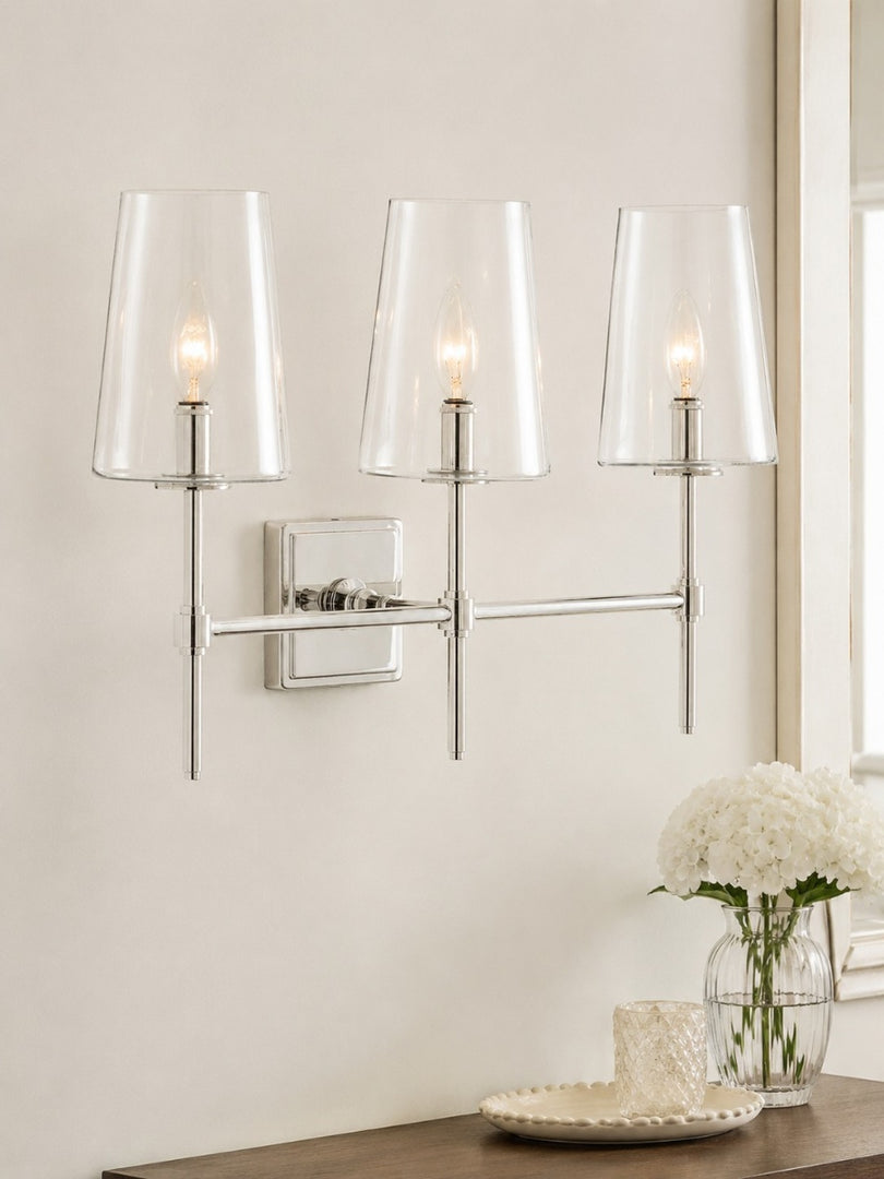 Derlina Clear Glass Sconce - Elegant Single To Triple Vanity Sconce