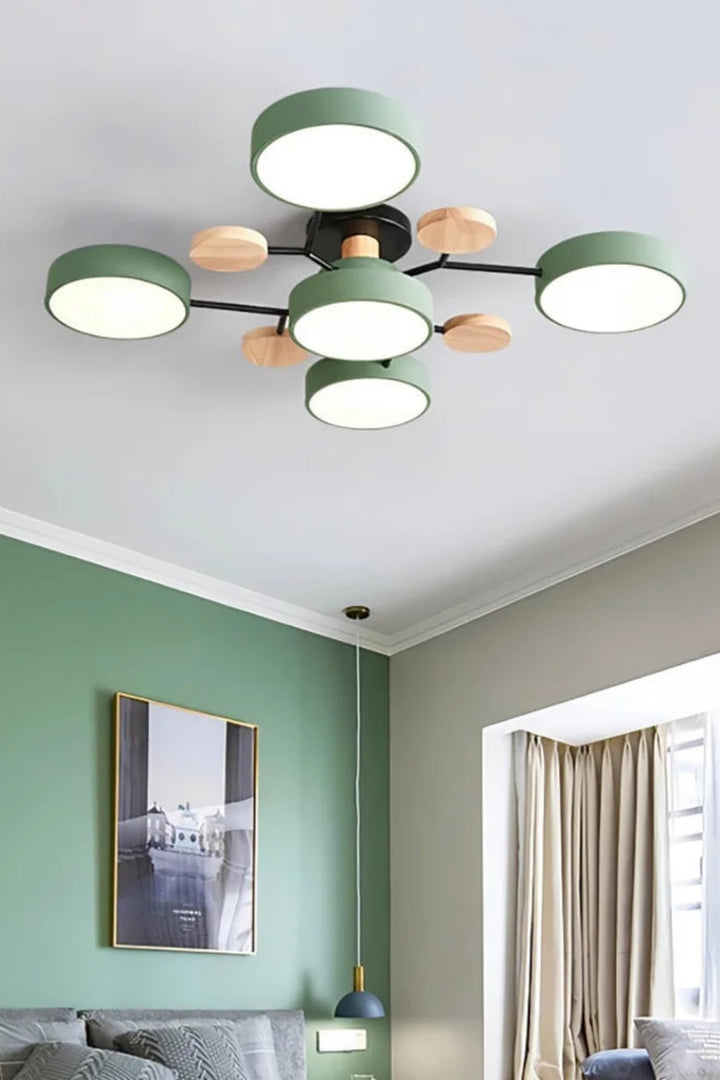 Multihead Disc Morandi Color Branch Ceiling Light
