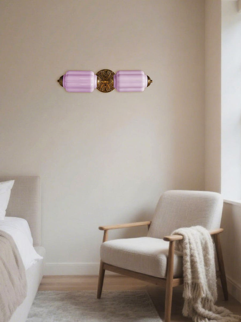 Aplique de pared horizontal Eloise de cristal vintage americano con forma de farol