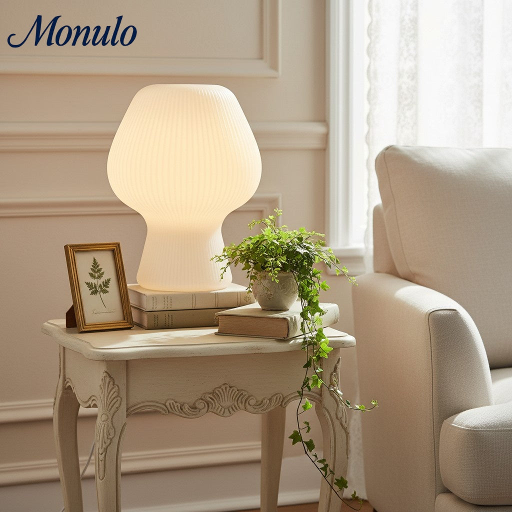 Lampe de table moderne Rivrona en verre côtelé – Éclairage d'accent design pour chambre et salon