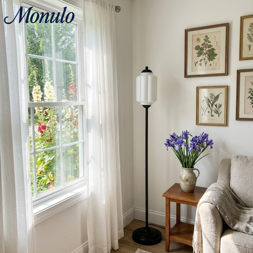 Eloise Decorative Glass Pumpkin Floor Lamp - Retro Organic Style for Living Rooms