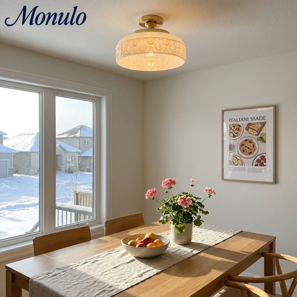 Lámpara de techo Verdoma de vidrio ondulado y metal – Diseño minimalista para dormitorio y pasillo