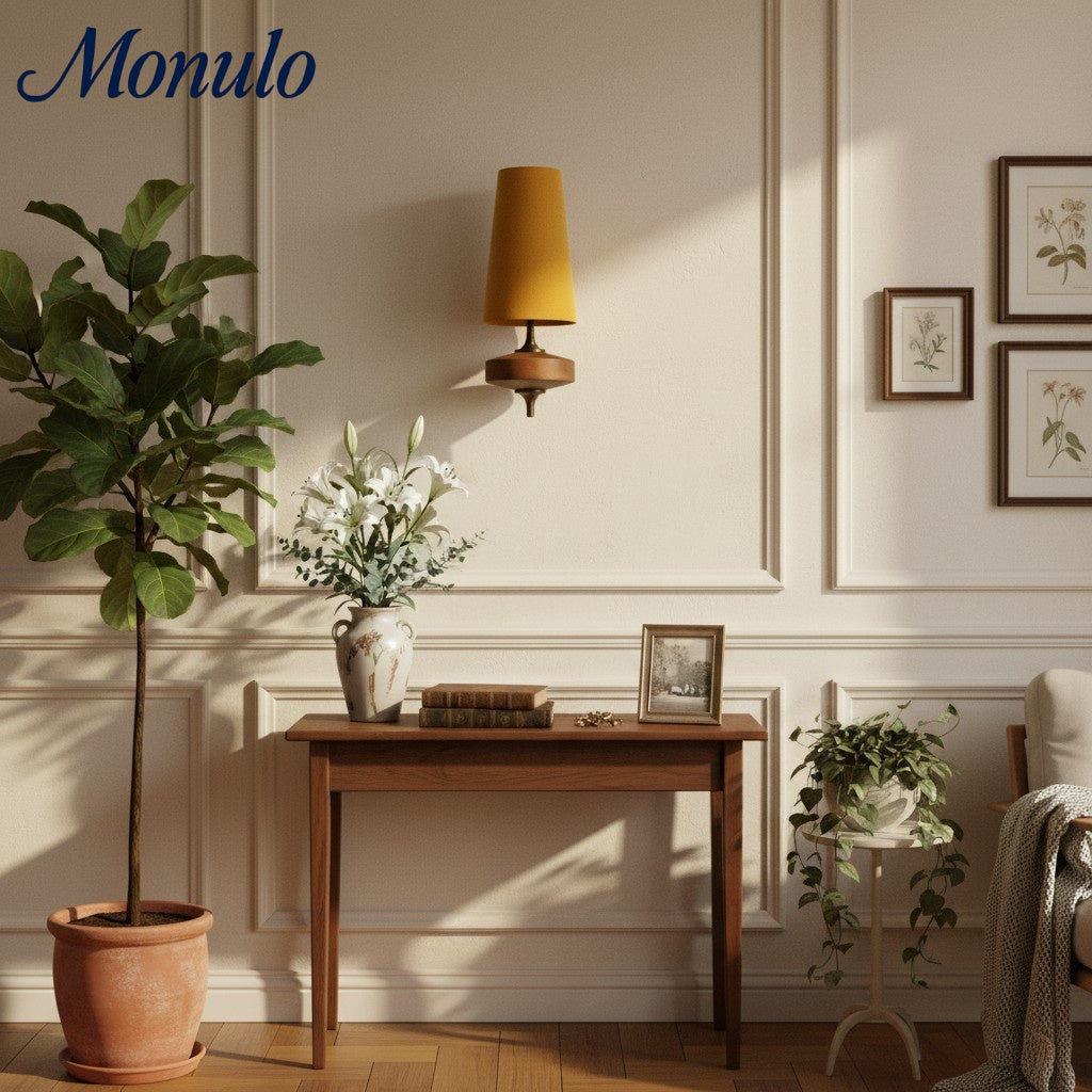 Rowan Retro Stoffschirm Wandleuchte – Klassische Stoffbeleuchtung für Schlafzimmer