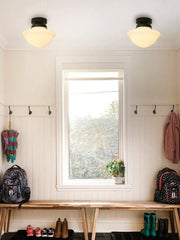 Art Deco UFO Milk Glass Fixed Ceiling Light