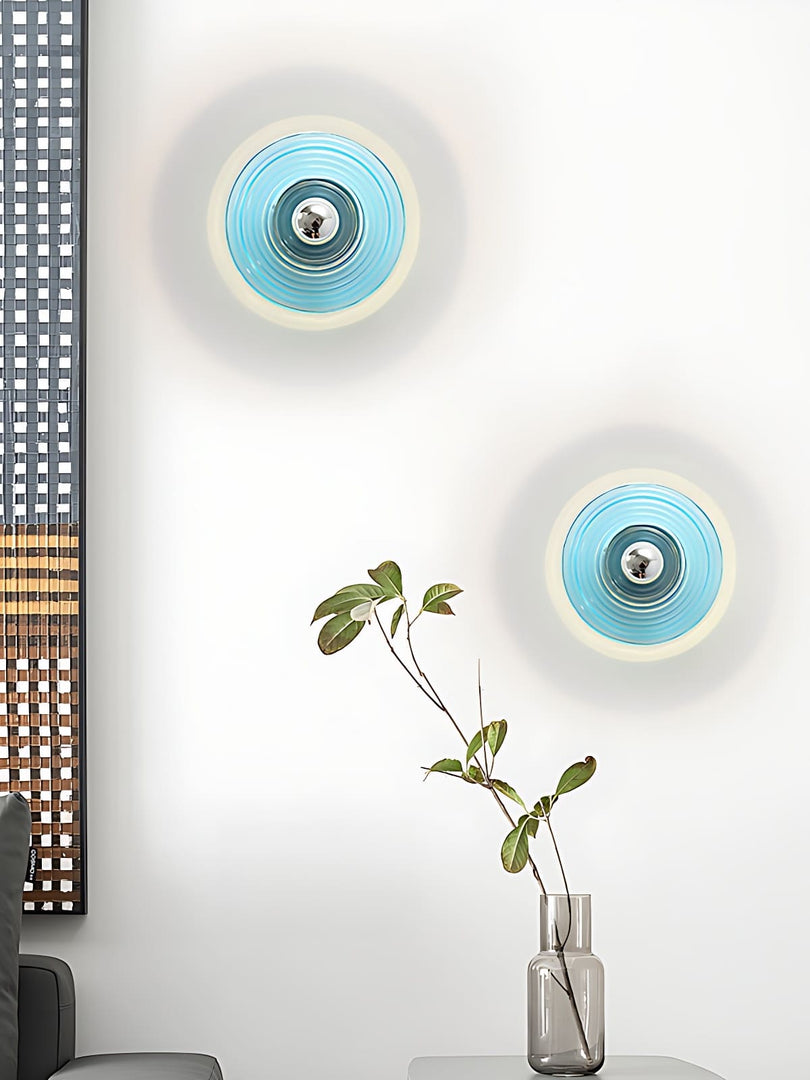 Aplique de cristal acanalado: moderna lámpara de pared de disco para dormitorio