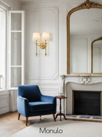 Load image into Gallery viewer, Rowan Fabric Shade Wall Sconce in Antique Copper - Vintage Luxury Light for Interiors
