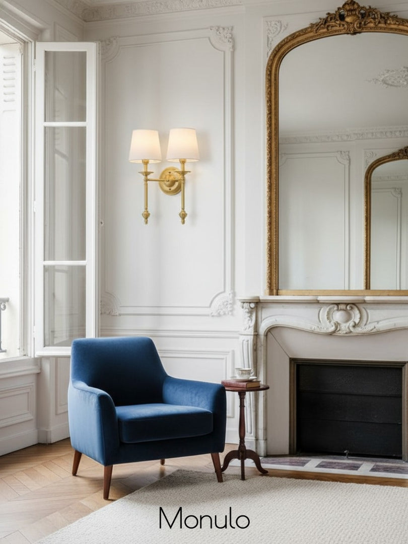 Rowan Fabric Shade Wall Sconce in Antique Copper - Vintage Luxury Light for Interiors