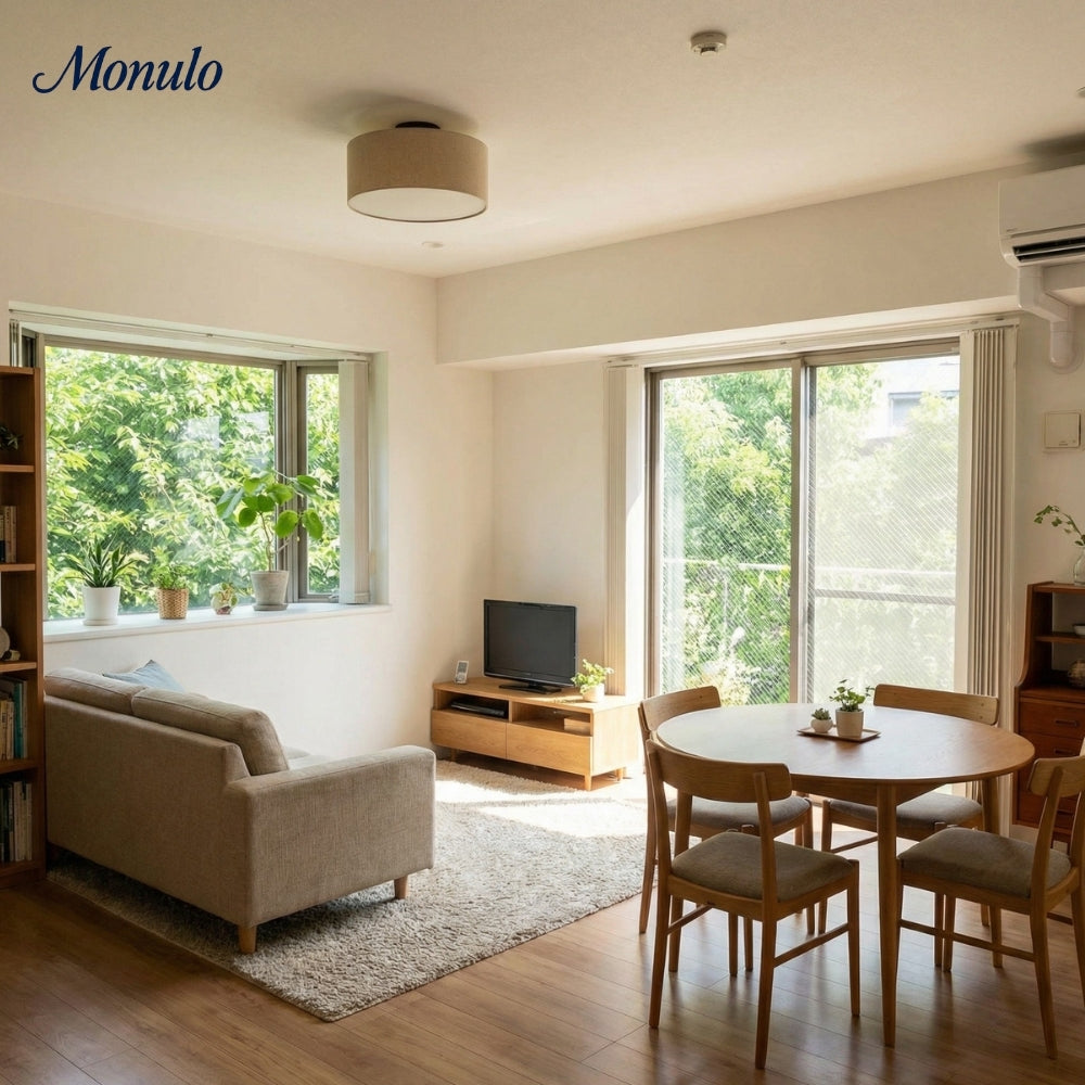 Lámpara de techo empotrada Jelvane Linen Drum: moderna lámpara de techo de tela para dormitorio